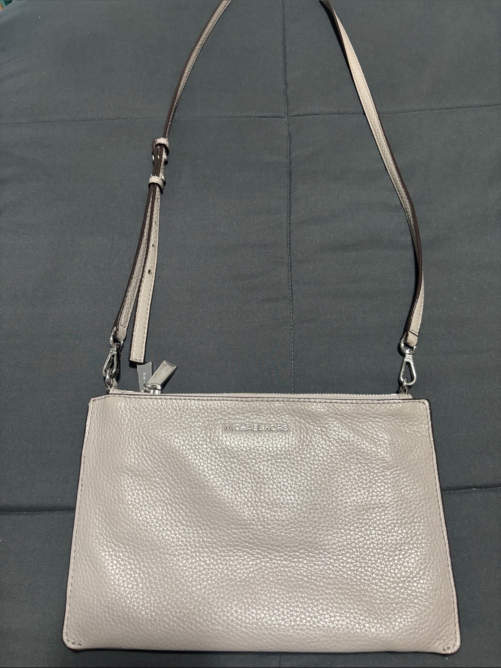 Michael Kors Pebbled Leather Crossbody in Taupe Gray